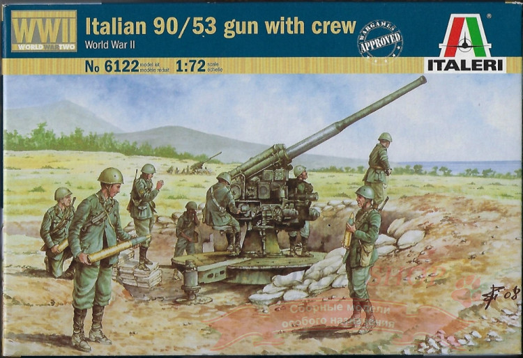 Italian 90/53 gun with Crew WWII (Итальянская пушка 90/53 с рассчётом ВМВ) 1/72 купить в Москве