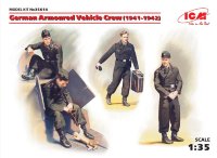 Фигуры Германский экипаж бронеавтомобиля (1941-1942 г.г.), (4 фигуры и кот)