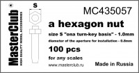Стандартная гайка, размер под ключ - 1.0 мм; диаметр отверстия для монтажа - 0.8 мм; 100 шт.
