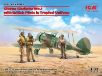 Gloster Gladiator Mk.I с британскими пилотами в тропической униформе (3 фигуры)